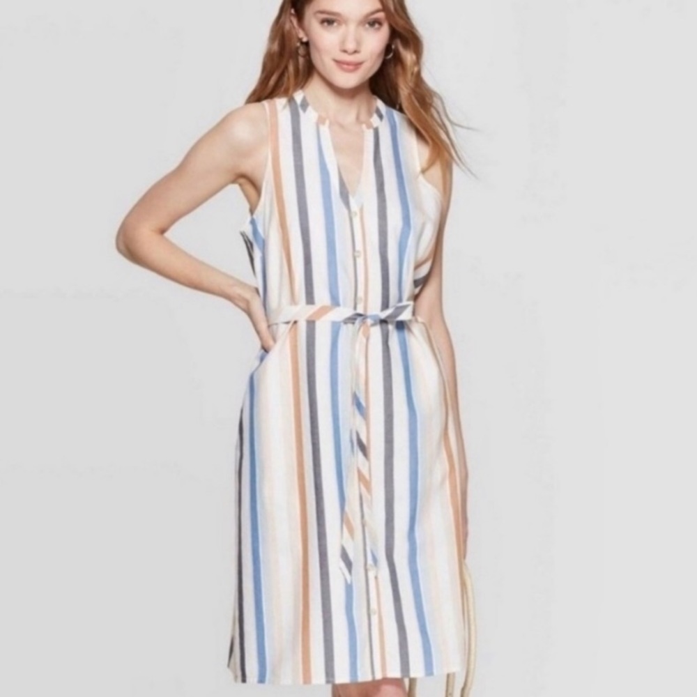 A New Day sleeveless dress with Stripes L
